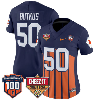Women's Illinois Fighting Illini 2025 Cheez-It Citrus Bowl Patch Vapor Limited Jersey - All Stitched