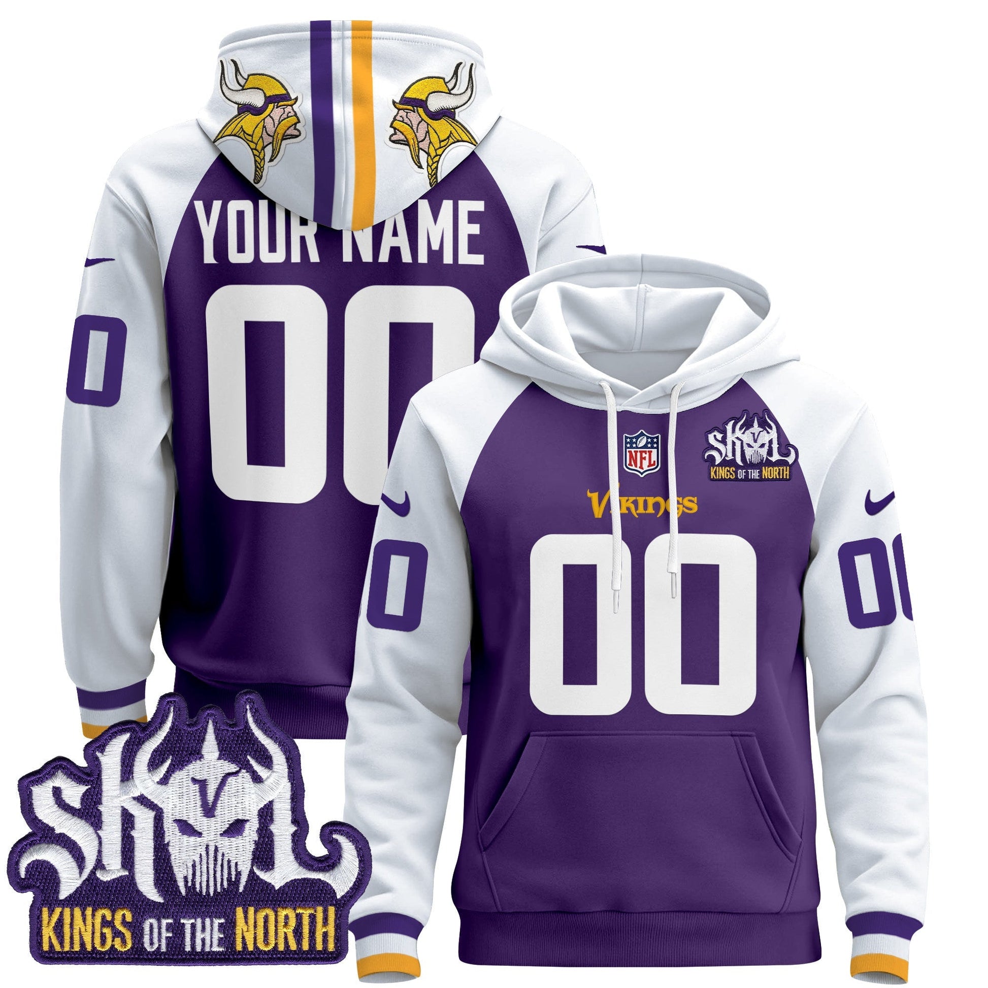 Minnesota Vikings 2025 Custom Pullover Hoodie - All Stitched