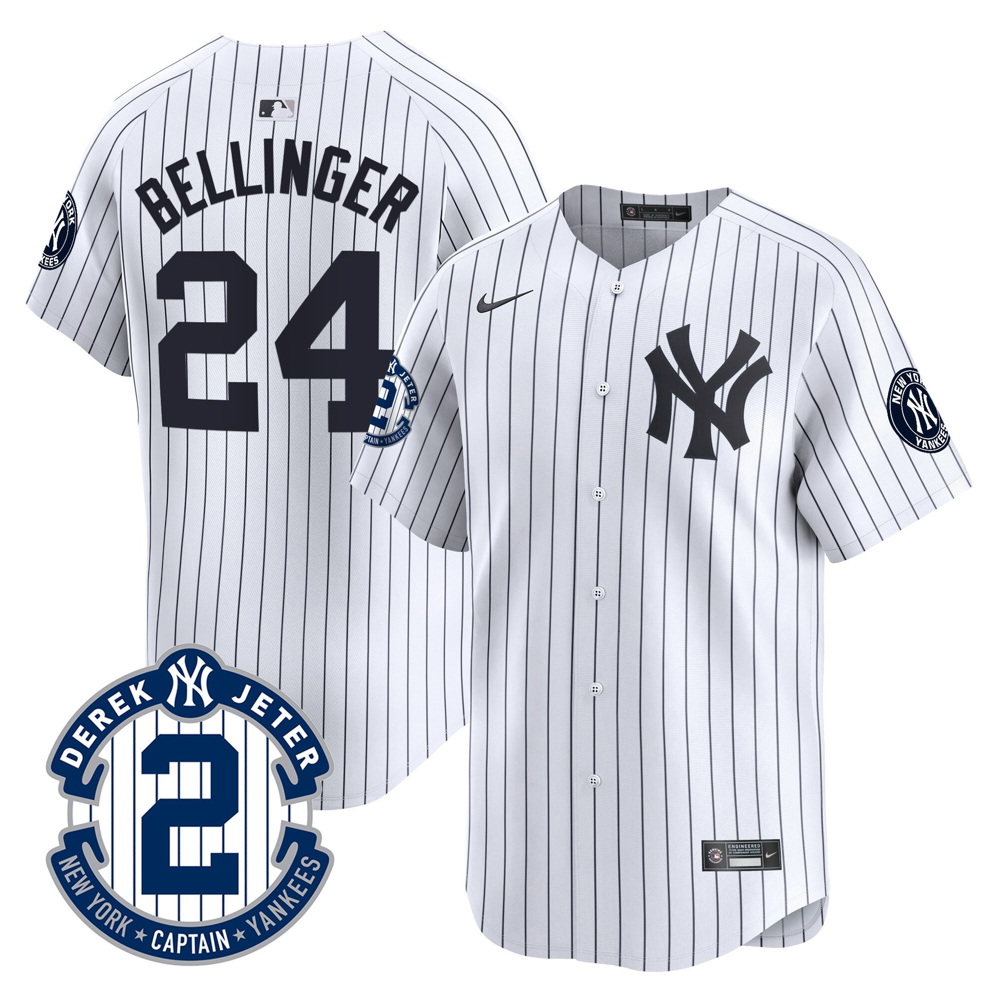 Men's Yankees Derek Jeter Patch Vapor Premier Limited Jersey - All Stitched