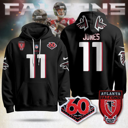 Atlanta Falcons 60th Season Pullover Custom Hoodie - All Stitched