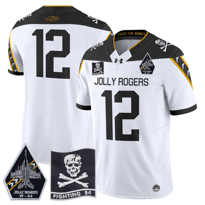 Navy Midshipmen 2024 Jolly Rogers VF-84 Patch Vapor Limited Jersey - All Stitched