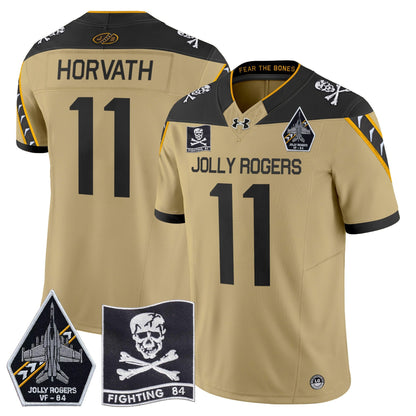Navy Midshipmen 2024 Jolly Rogers VF-84 Patch Vapor Limited Jersey - All Stitched