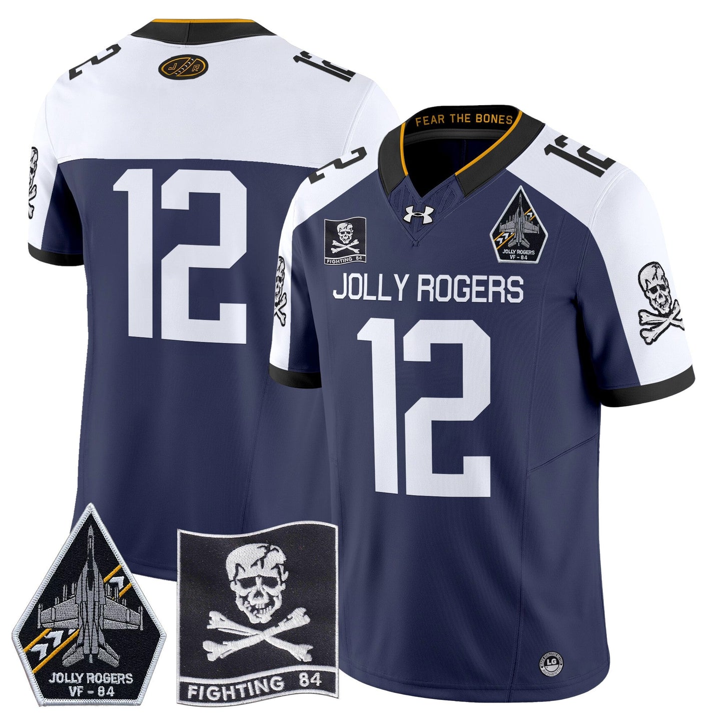 Navy Midshipmen 2024 Jolly Rogers VF-84 Patch Vapor Limited Jersey - All Stitched