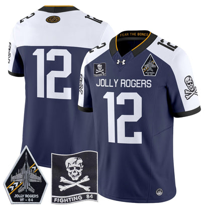 Navy Midshipmen 2024 Jolly Rogers VF-84 Patch Vapor Limited Jersey - All Stitched