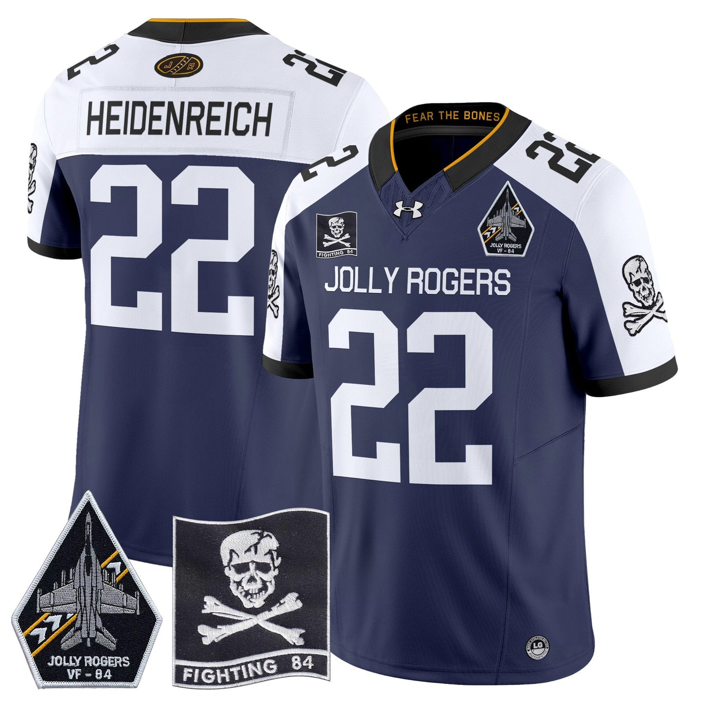 Navy Midshipmen 2024 Jolly Rogers VF-84 Patch Vapor Limited Jersey - All Stitched