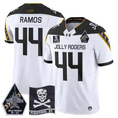Navy Midshipmen 2024 Jolly Rogers VF-84 Patch Vapor Limited Jersey - All Stitched