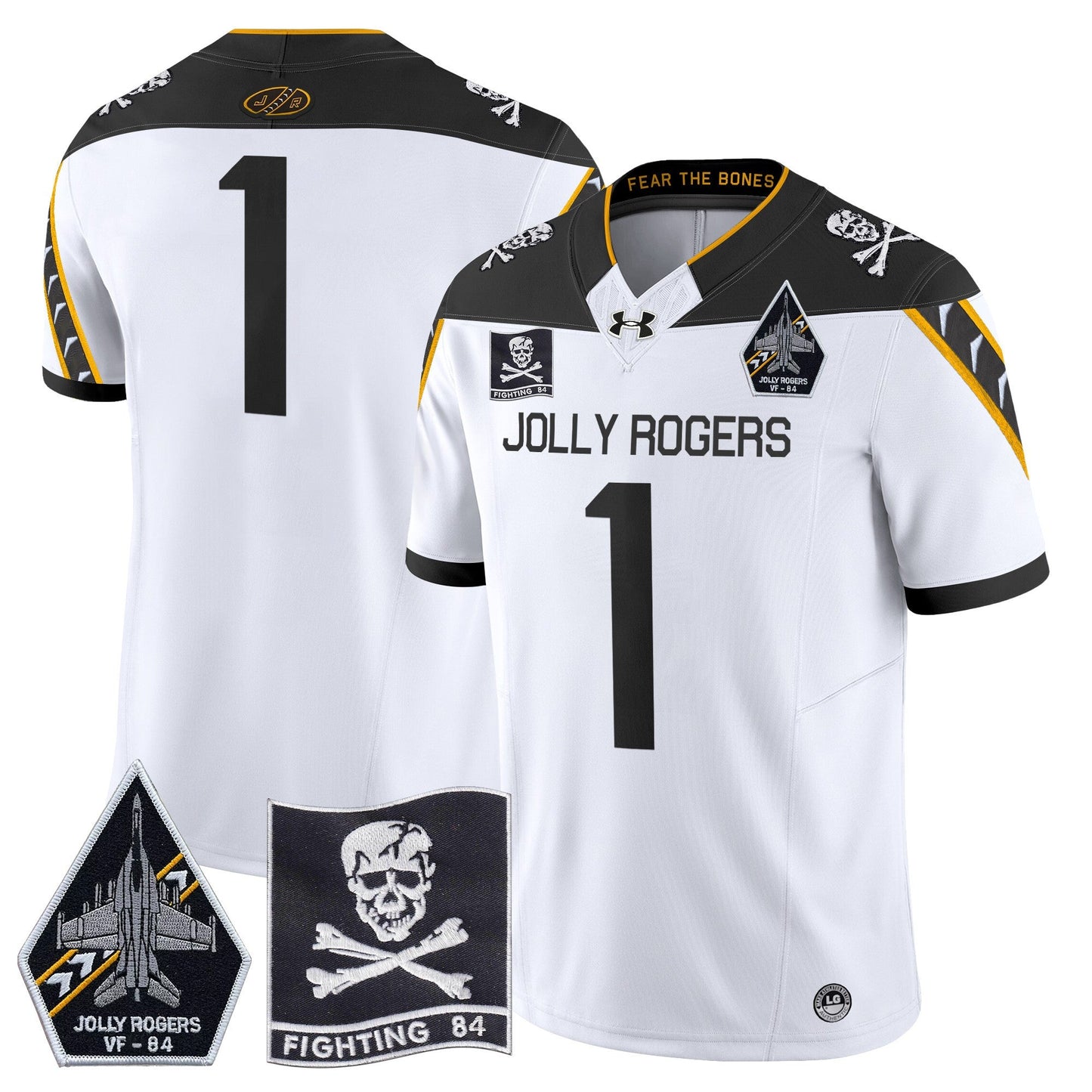 Navy Midshipmen 2024 Jolly Rogers VF-84 Patch Vapor Limited Jersey - All Stitched