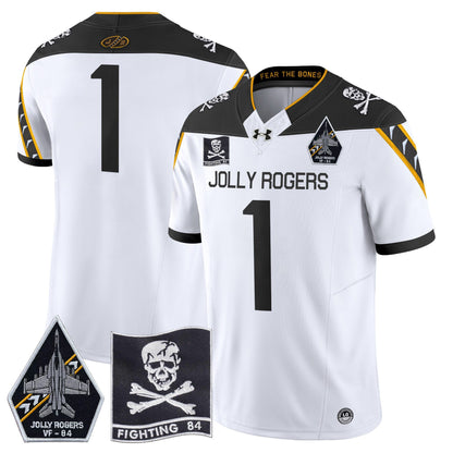 Navy Midshipmen 2024 Jolly Rogers VF-84 Patch Vapor Limited Jersey - All Stitched