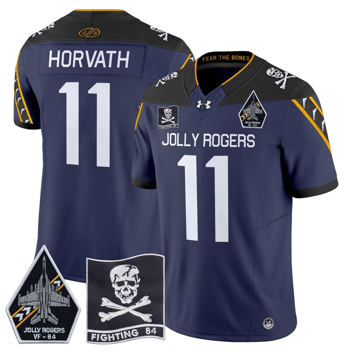 Navy Midshipmen 2024 Jolly Rogers VF-84 Patch Vapor Limited Jersey - All Stitched