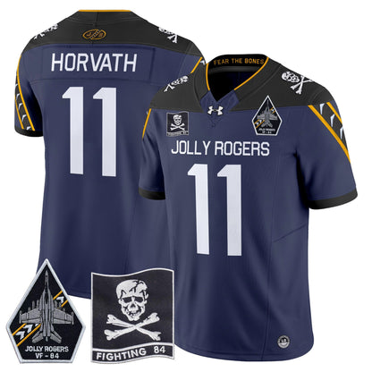 Navy Midshipmen 2024 Jolly Rogers VF-84 Patch Vapor Limited Jersey - All Stitched