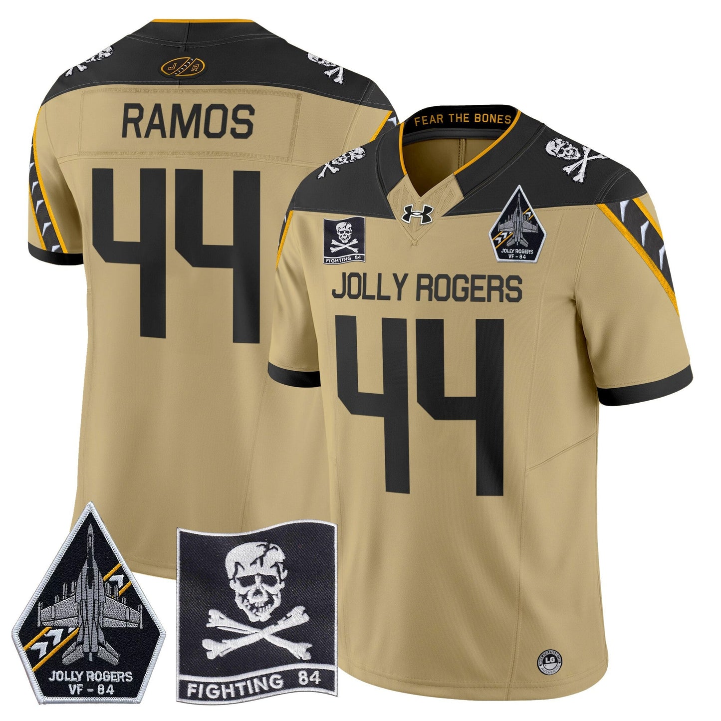 Navy Midshipmen 2024 Jolly Rogers VF-84 Patch Vapor Limited Jersey - All Stitched