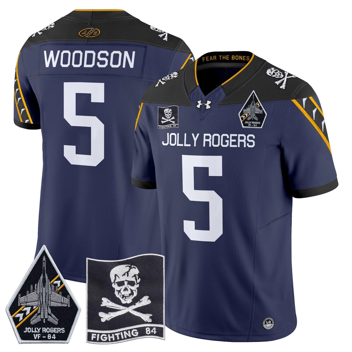 Navy Midshipmen 2024 Jolly Rogers VF-84 Patch Vapor Limited Jersey - All Stitched