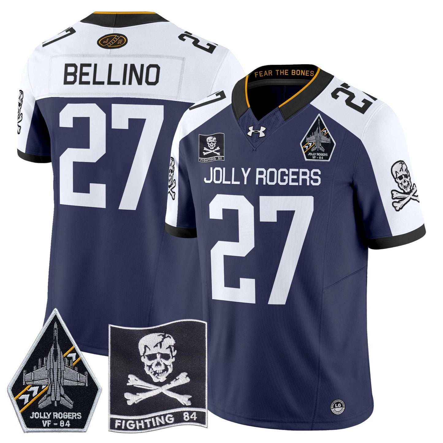 Navy Midshipmen 2024 Jolly Rogers VF-84 Patch Vapor Limited Jersey - All Stitched