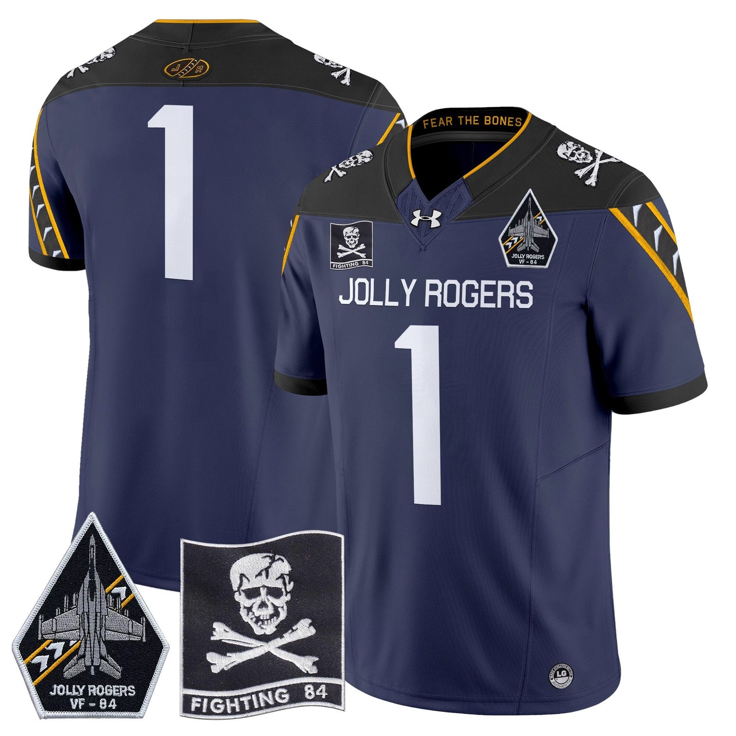 Navy Midshipmen 2024 Jolly Rogers VF-84 Patch Vapor Limited Jersey - All Stitched