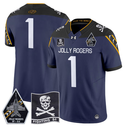 Navy Midshipmen 2024 Jolly Rogers VF-84 Patch Vapor Limited Jersey - All Stitched
