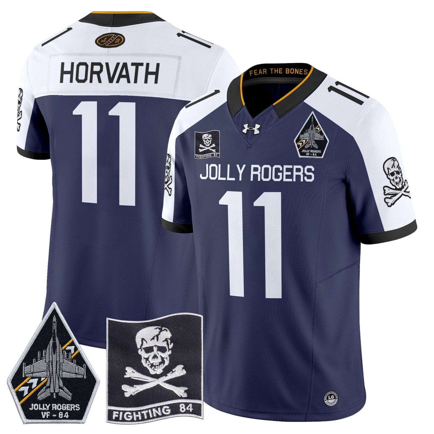 Navy Midshipmen 2024 Jolly Rogers VF-84 Patch Vapor Limited Jersey - All Stitched