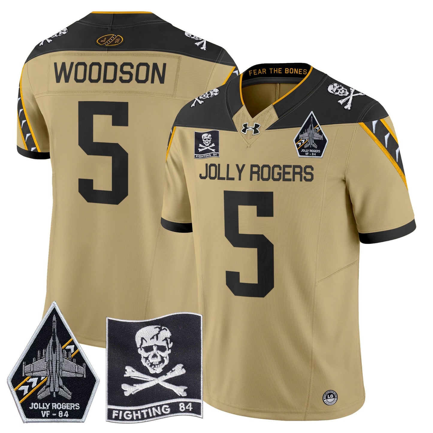 Navy Midshipmen 2024 Jolly Rogers VF-84 Patch Vapor Limited Jersey - All Stitched