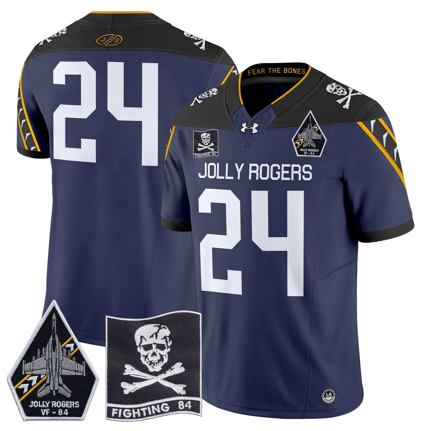 Navy Midshipmen 2024 Jolly Rogers VF-84 Patch Vapor Limited Jersey - All Stitched
