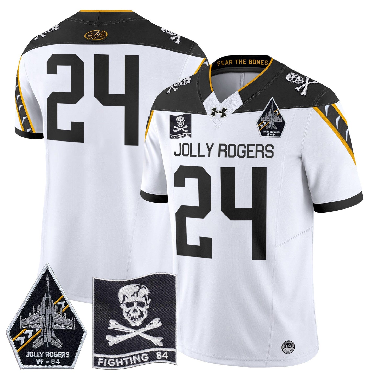 Navy Midshipmen 2024 Jolly Rogers VF-84 Patch Vapor Limited Jersey - All Stitched