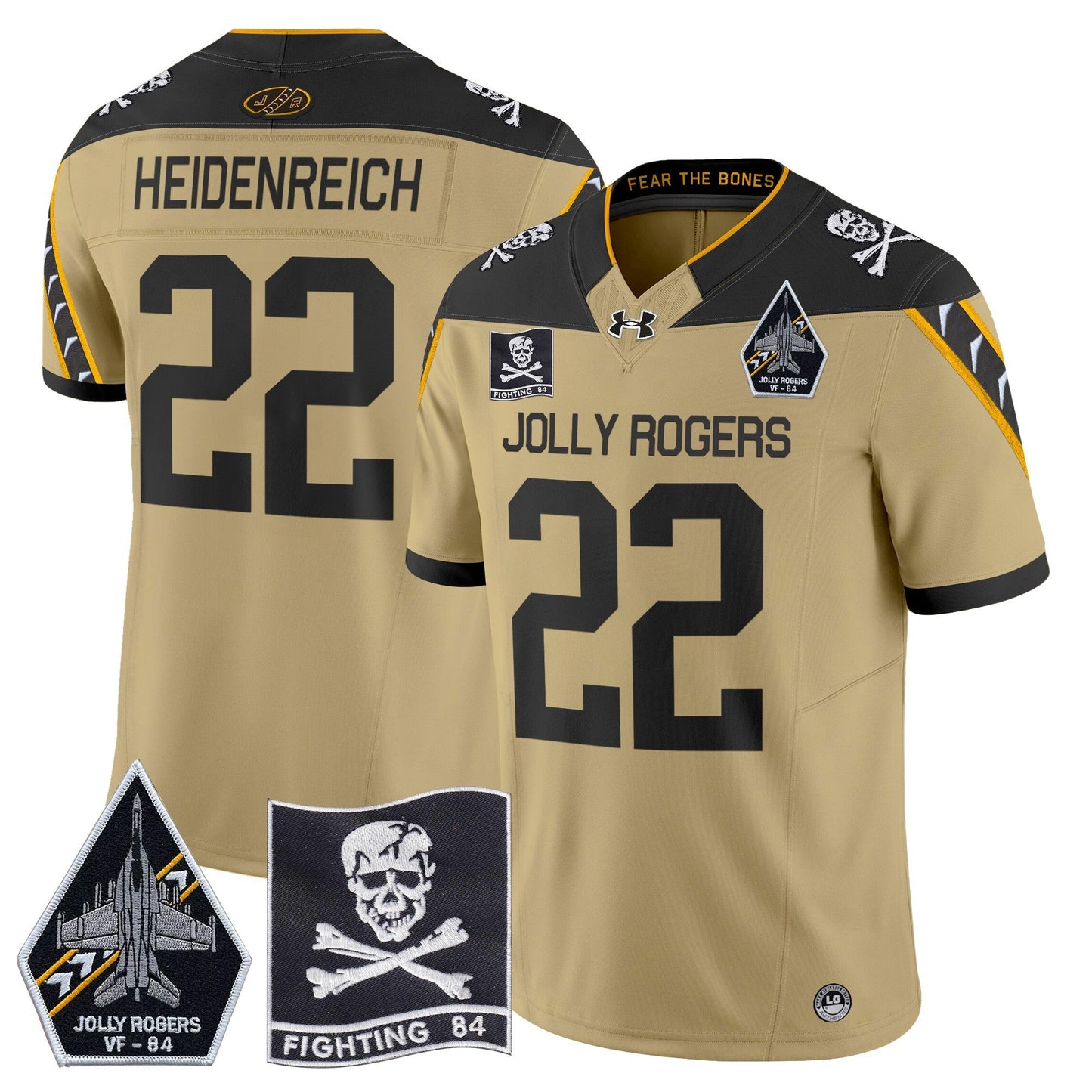 Navy Midshipmen 2024 Jolly Rogers VF-84 Patch Vapor Limited Jersey - All Stitched