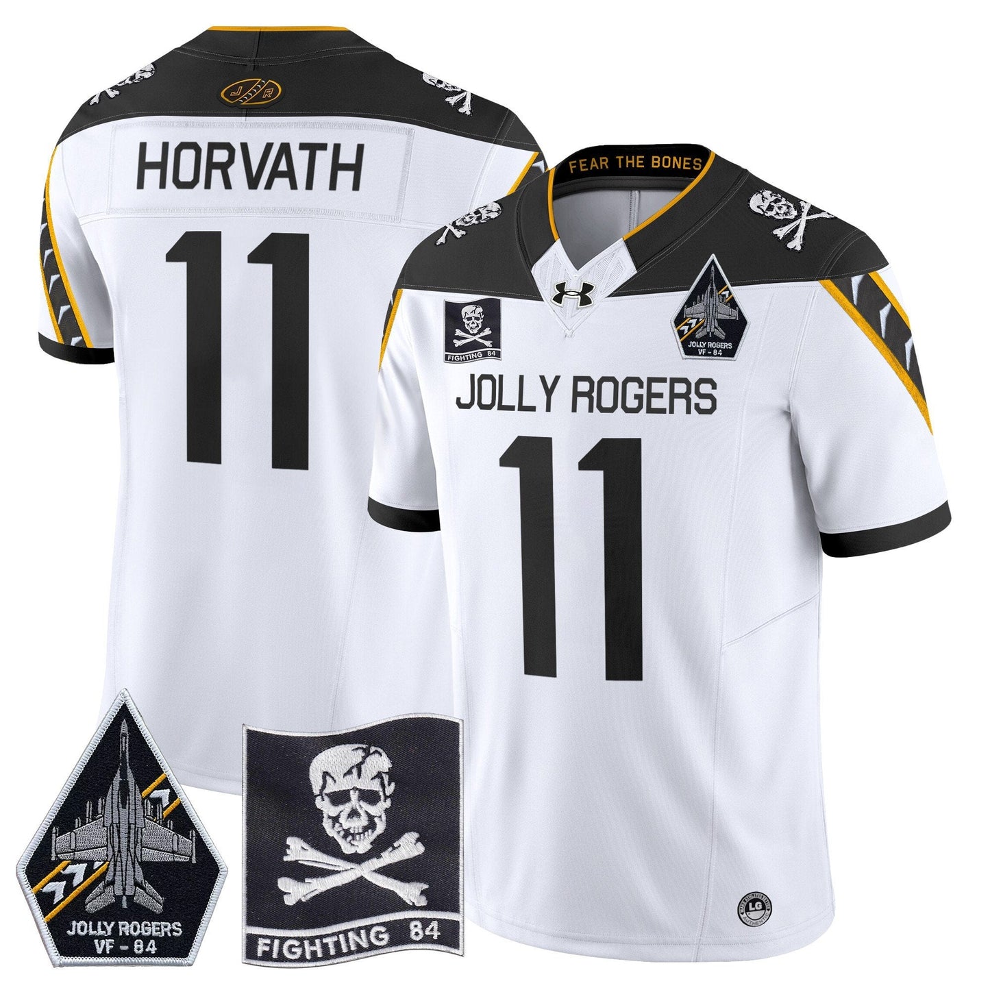 Navy Midshipmen 2024 Jolly Rogers VF-84 Patch Vapor Limited Jersey - All Stitched