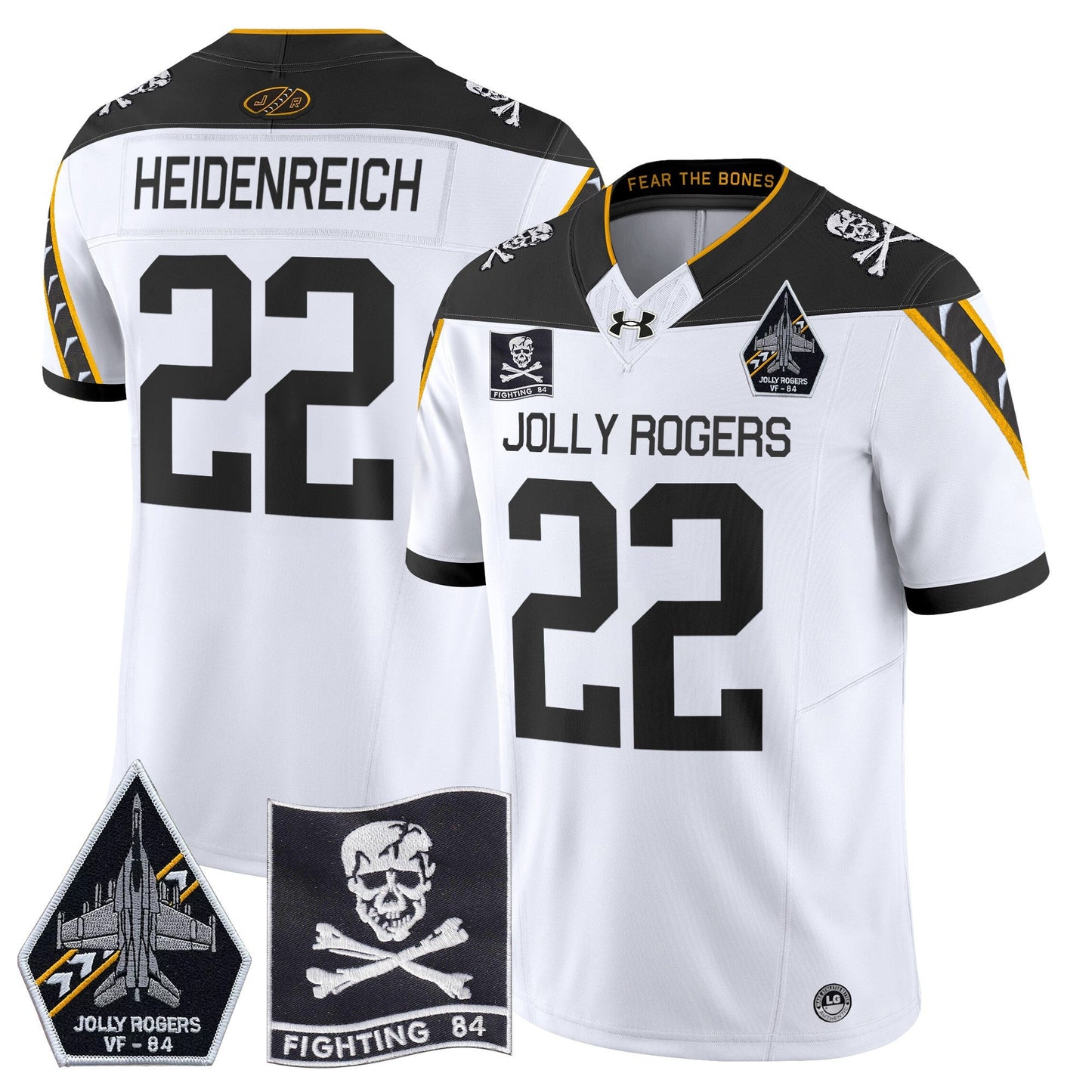 Navy Midshipmen 2024 Jolly Rogers VF-84 Patch Vapor Limited Jersey - All Stitched