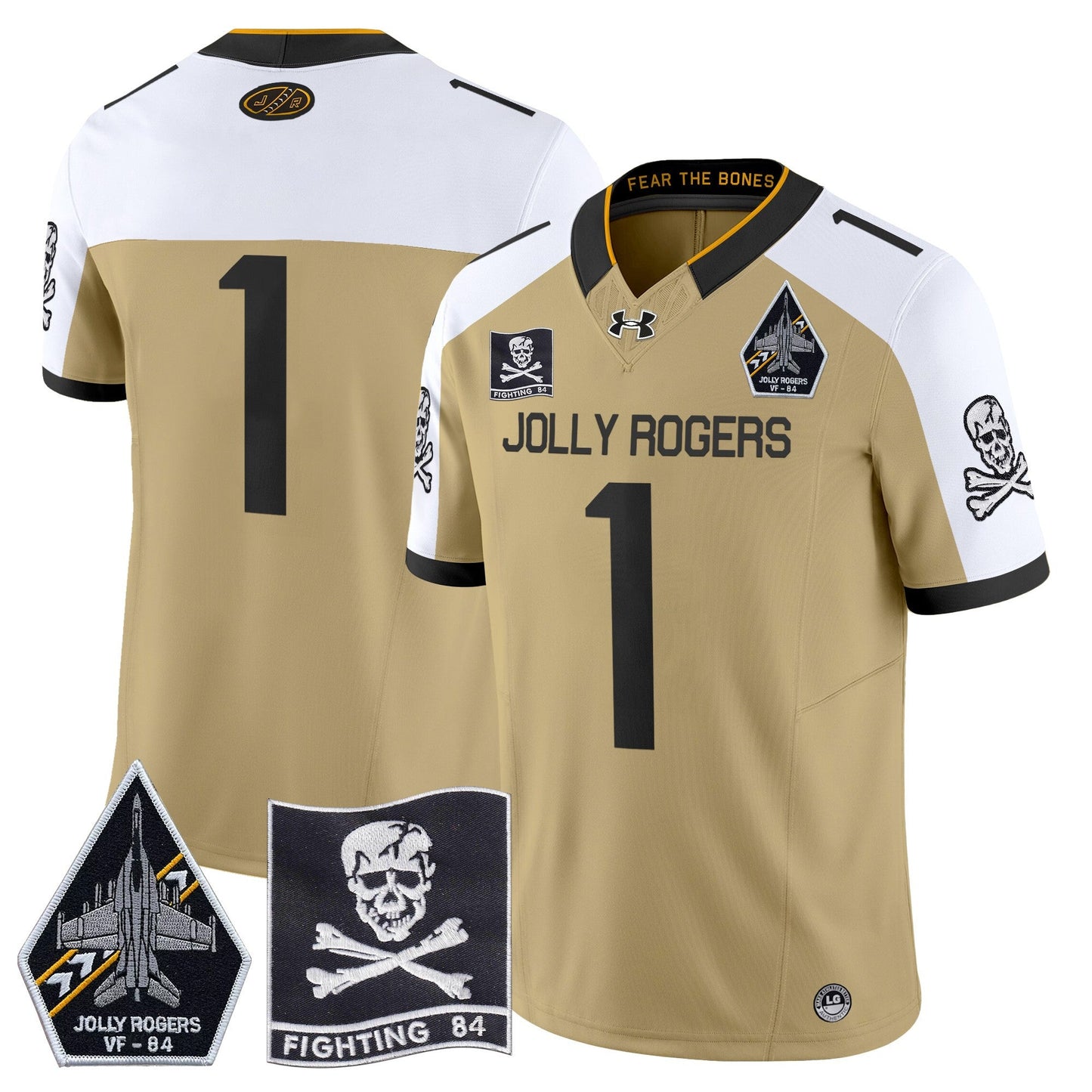 Navy Midshipmen 2024 Jolly Rogers VF-84 Patch Vapor Limited Jersey - All Stitched