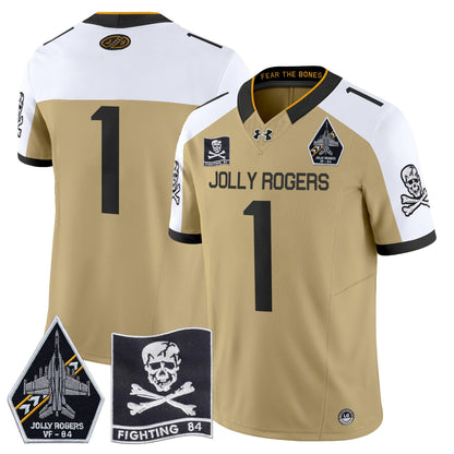 Navy Midshipmen 2024 Jolly Rogers VF-84 Patch Vapor Limited Jersey - All Stitched