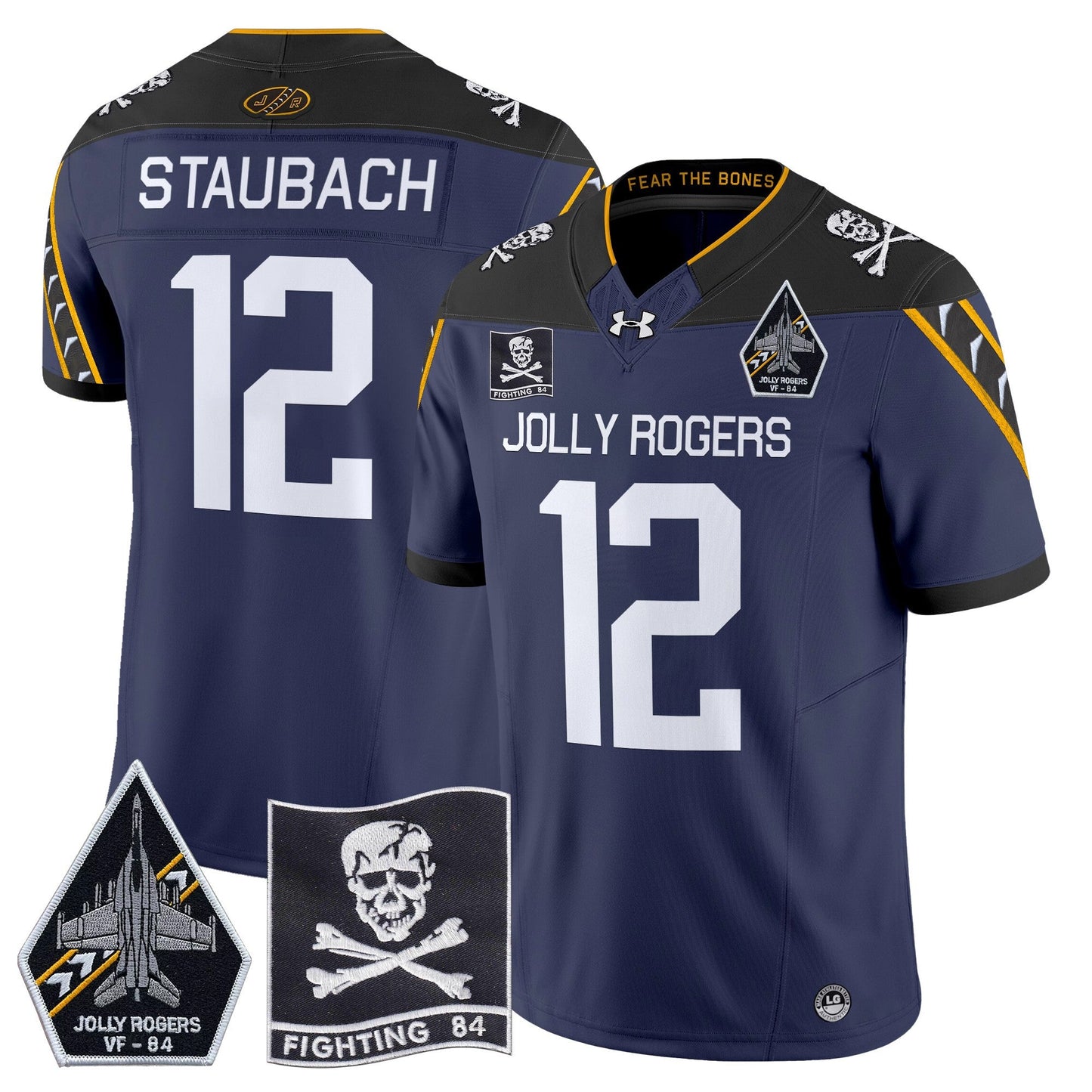 Navy Midshipmen 2024 Jolly Rogers VF-84 Patch Vapor Limited Jersey - All Stitched