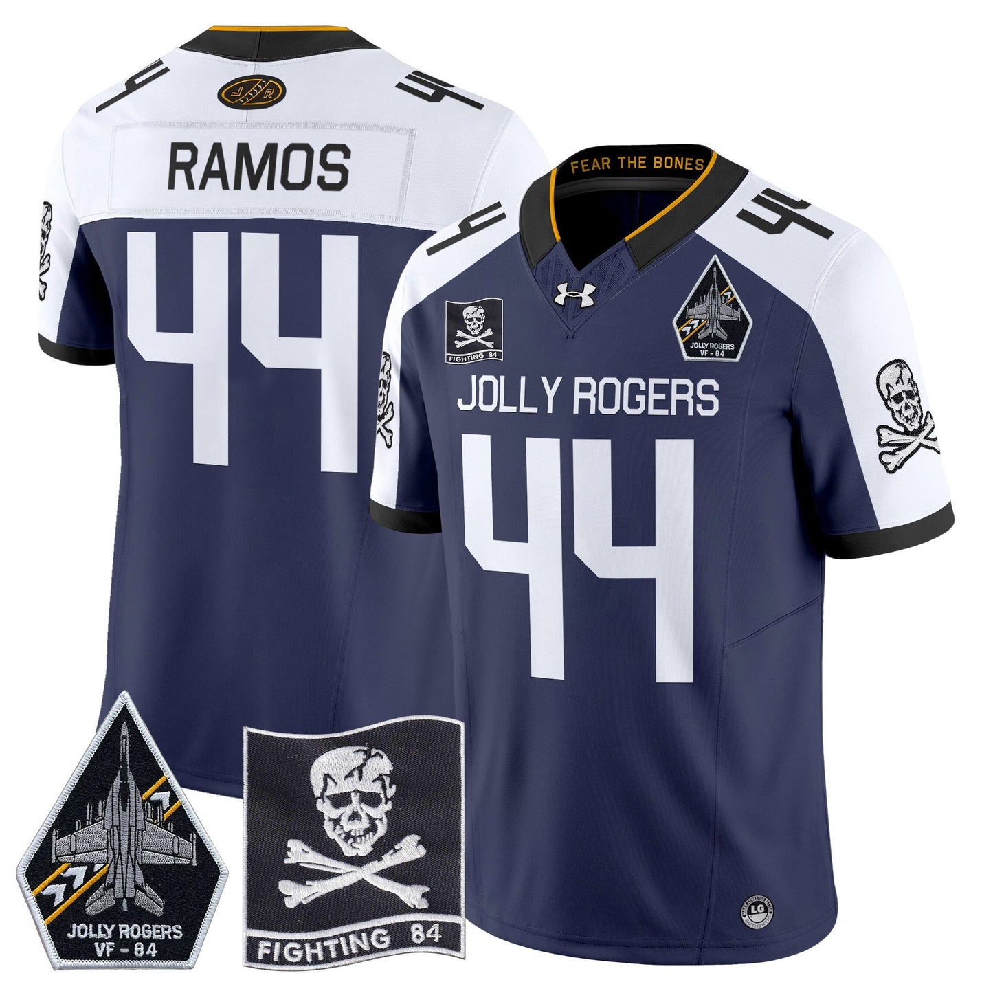 Navy Midshipmen 2024 Jolly Rogers VF-84 Patch Vapor Limited Jersey - All Stitched