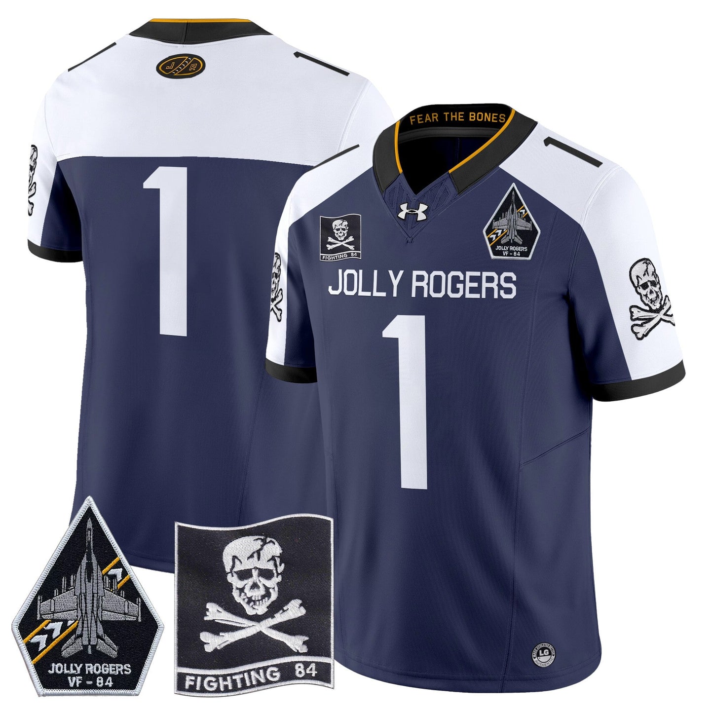 Navy Midshipmen 2024 Jolly Rogers VF-84 Patch Vapor Limited Jersey - All Stitched