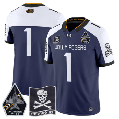 Navy Midshipmen 2024 Jolly Rogers VF-84 Patch Vapor Limited Jersey - All Stitched