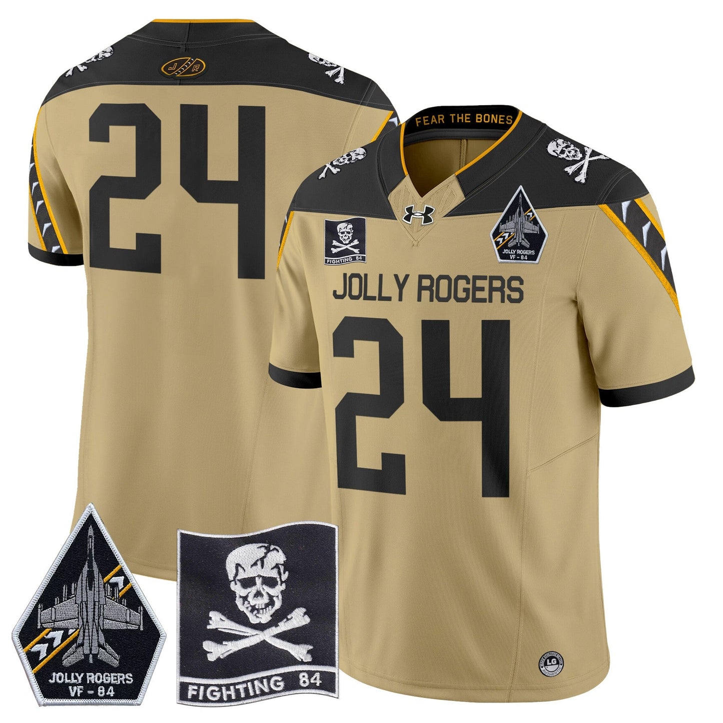 Navy Midshipmen 2024 Jolly Rogers VF-84 Patch Vapor Limited Jersey - All Stitched