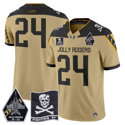 Navy Midshipmen 2024 Jolly Rogers VF-84 Patch Vapor Limited Jersey - All Stitched