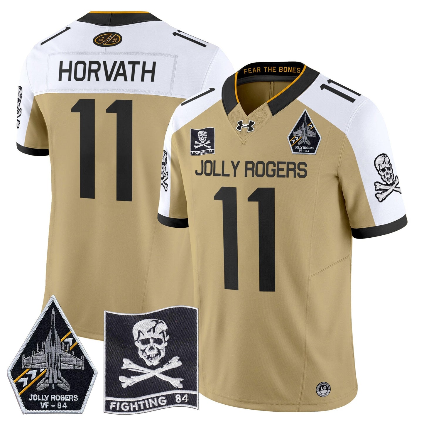 Navy Midshipmen 2024 Jolly Rogers VF-84 Patch Vapor Limited Jersey - All Stitched