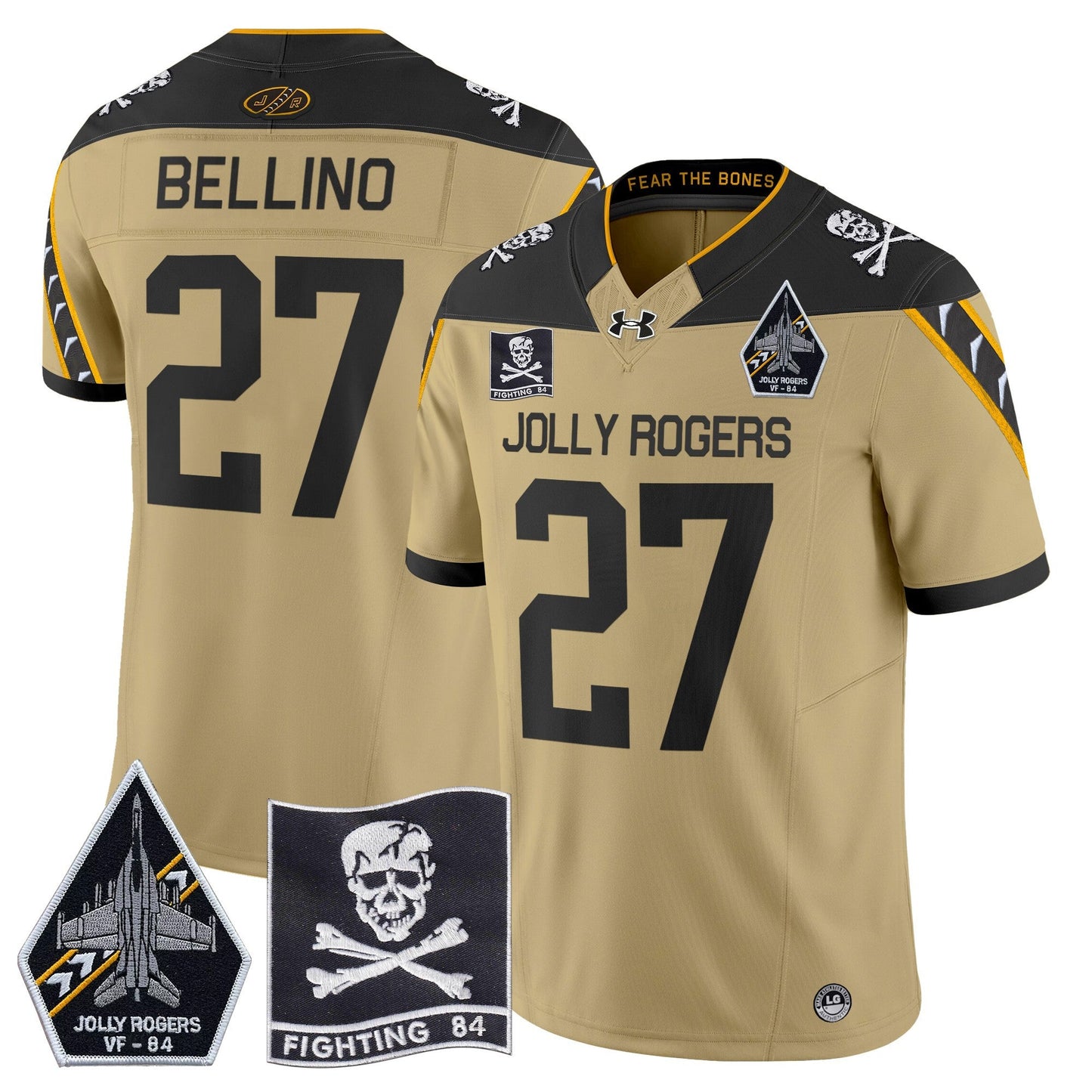 Navy Midshipmen 2024 Jolly Rogers VF-84 Patch Vapor Limited Jersey - All Stitched