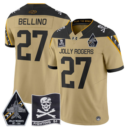 Navy Midshipmen 2024 Jolly Rogers VF-84 Patch Vapor Limited Jersey - All Stitched