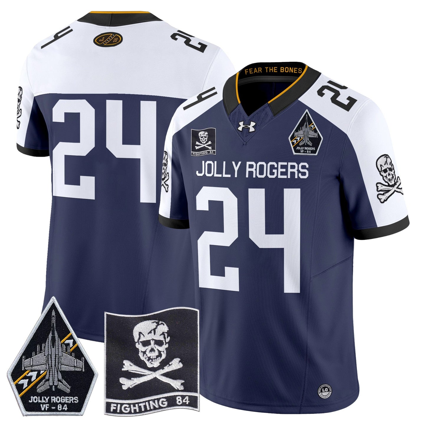 Navy Midshipmen 2024 Jolly Rogers VF-84 Patch Vapor Limited Jersey - All Stitched
