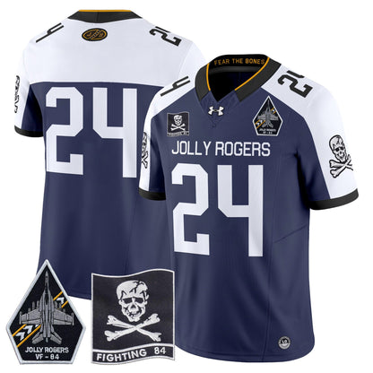 Navy Midshipmen 2024 Jolly Rogers VF-84 Patch Vapor Limited Jersey - All Stitched