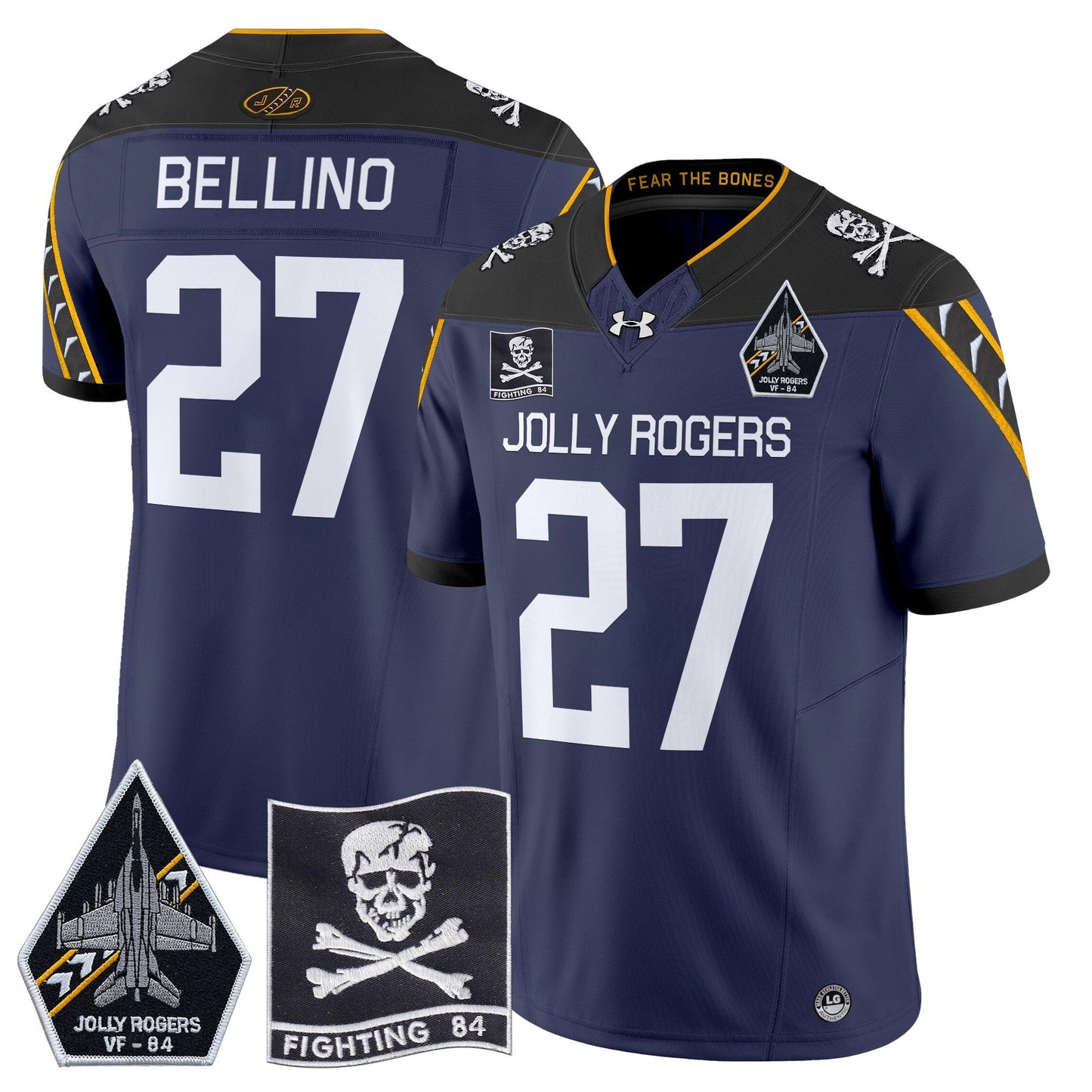 Navy Midshipmen 2024 Jolly Rogers VF-84 Patch Vapor Limited Jersey - All Stitched