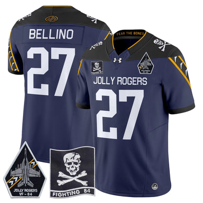 Navy Midshipmen 2024 Jolly Rogers VF-84 Patch Vapor Limited Jersey - All Stitched