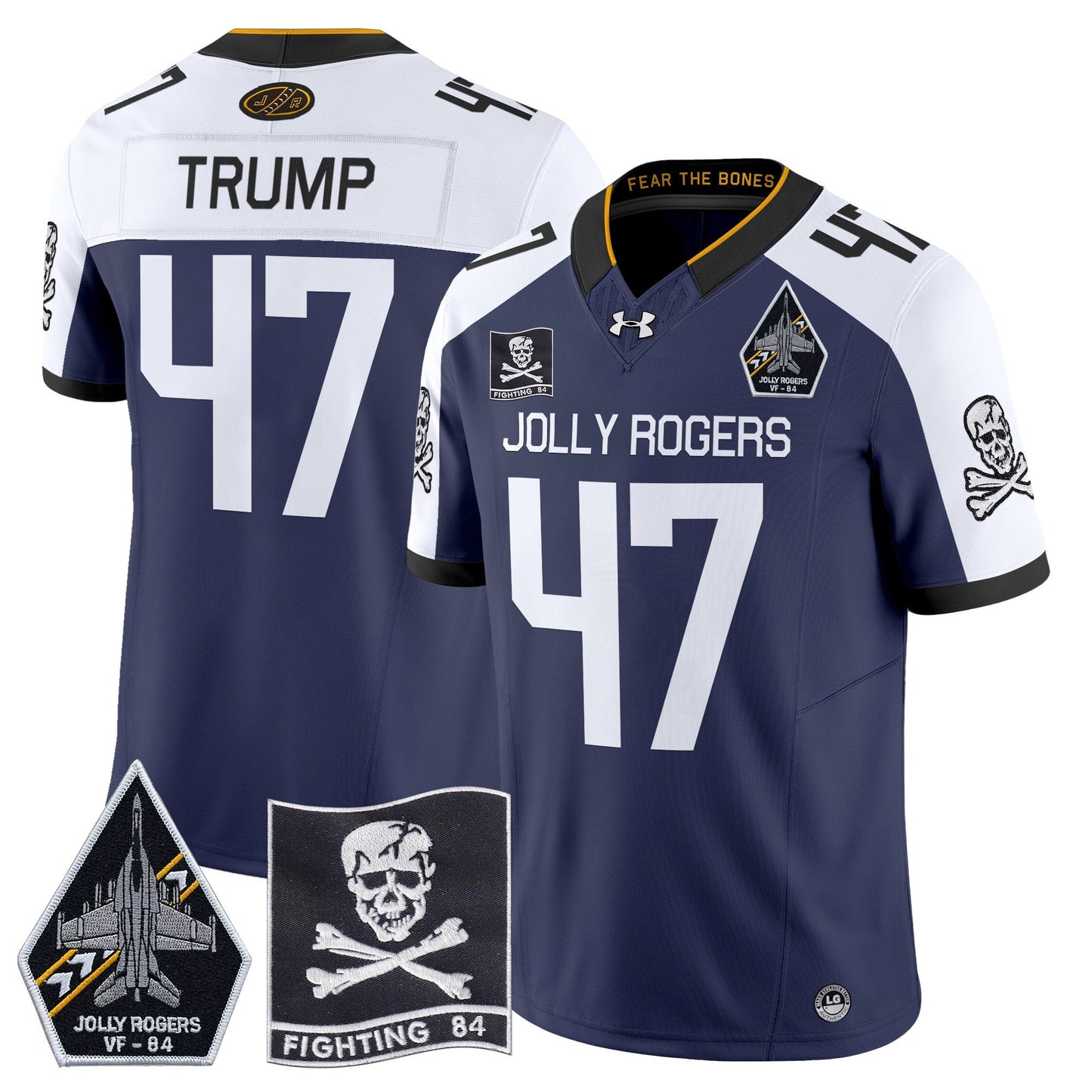 Navy Midshipmen 2024 Jolly Rogers VF-84 Patch Vapor Limited Jersey - All Stitched