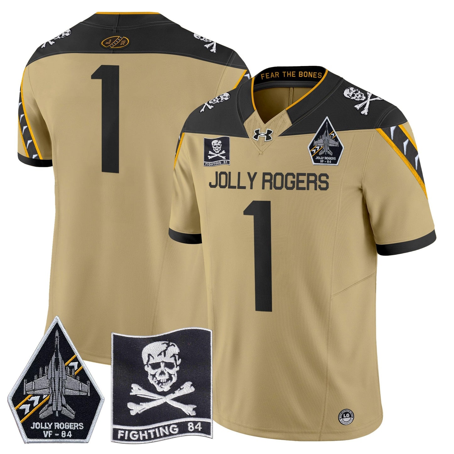 Navy Midshipmen 2024 Jolly Rogers VF-84 Patch Vapor Limited Jersey - All Stitched