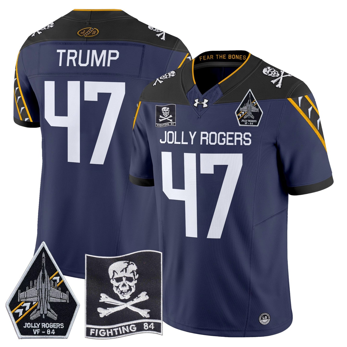 Navy Midshipmen 2024 Jolly Rogers VF-84 Patch Vapor Limited Jersey - All Stitched