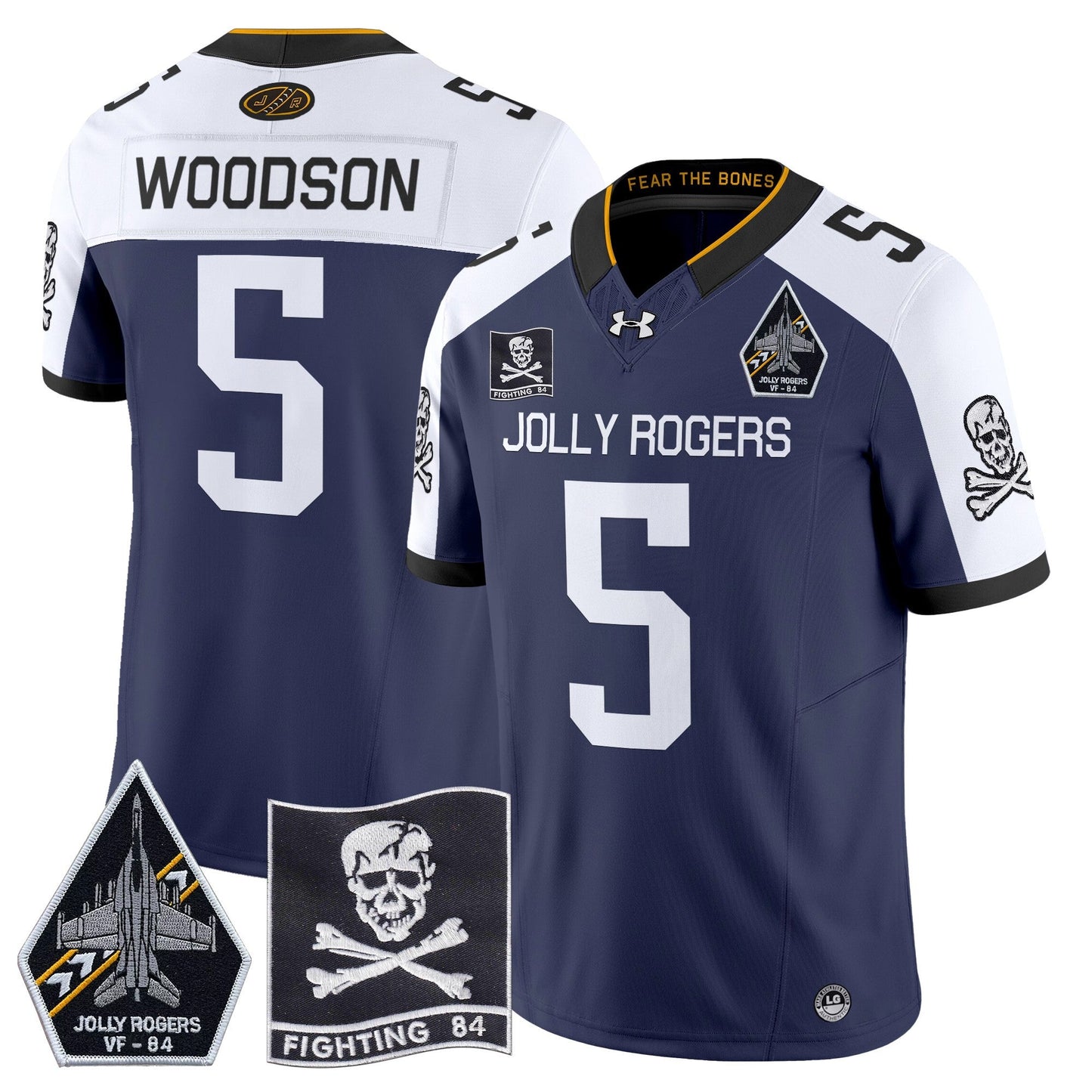 Navy Midshipmen 2024 Jolly Rogers VF-84 Patch Vapor Limited Jersey - All Stitched