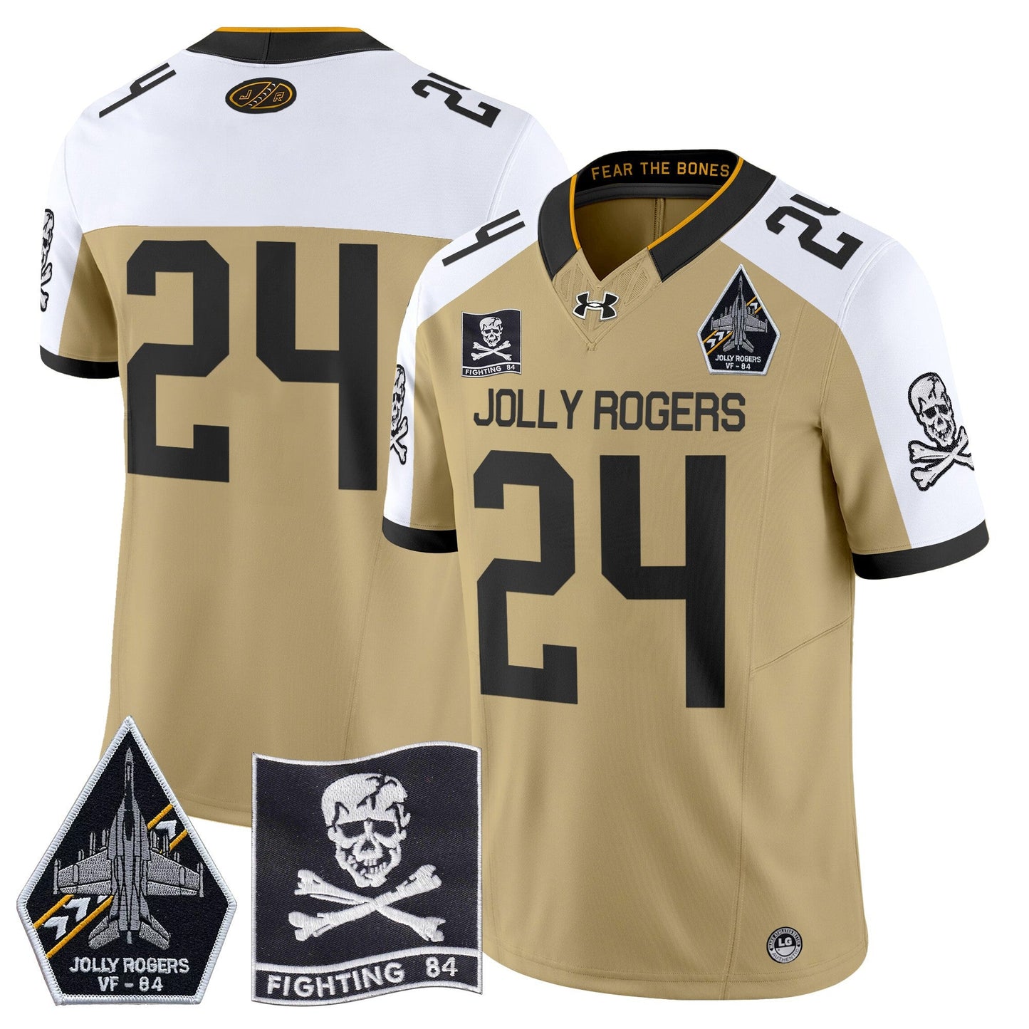 Navy Midshipmen 2024 Jolly Rogers VF-84 Patch Vapor Limited Jersey - All Stitched