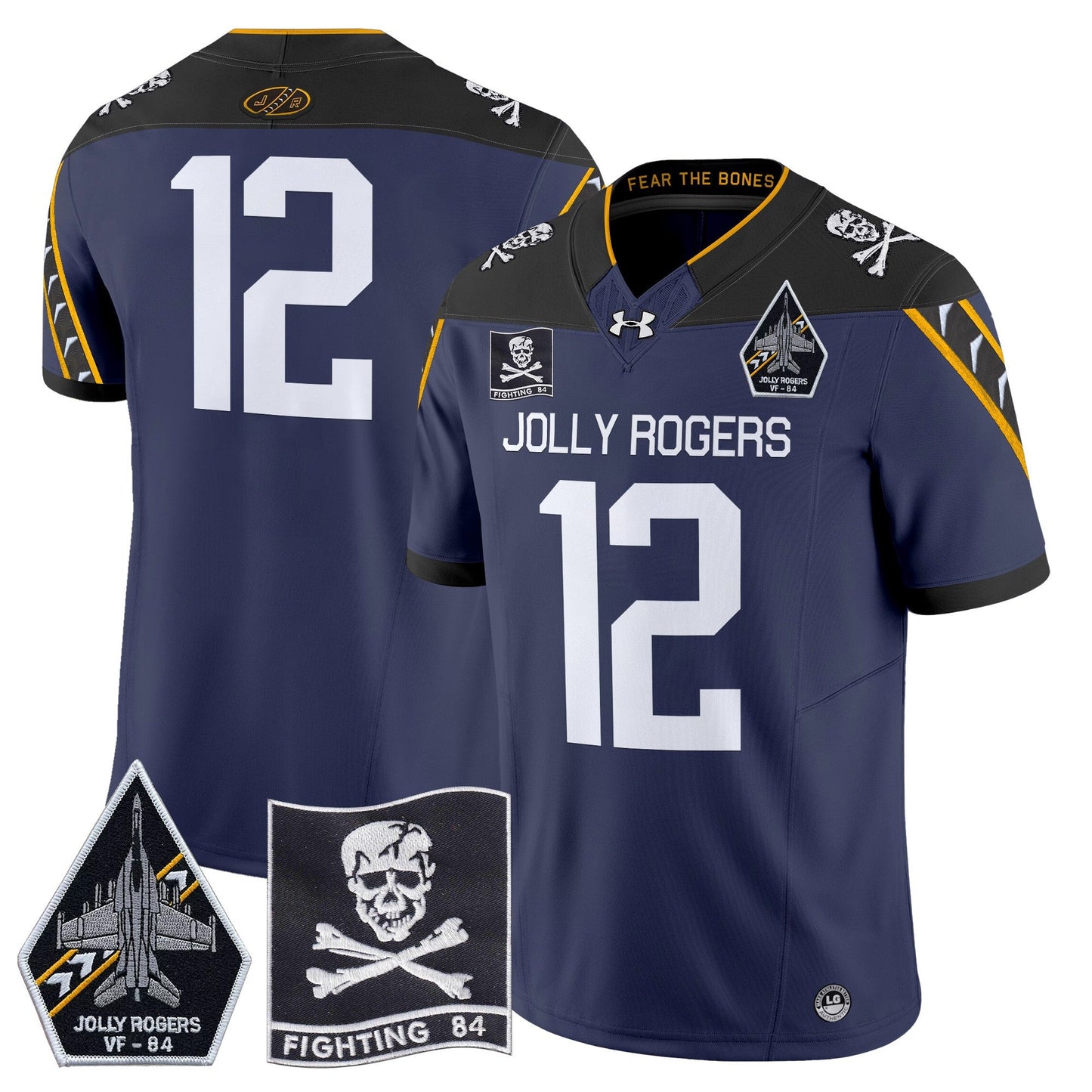 Navy Midshipmen 2024 Jolly Rogers VF-84 Patch Vapor Limited Jersey - All Stitched