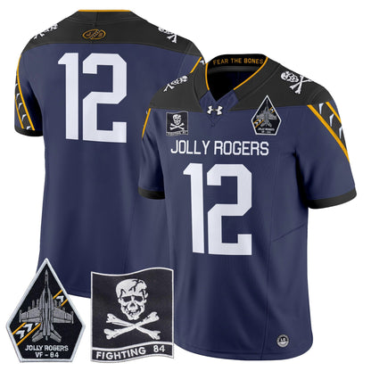Navy Midshipmen 2024 Jolly Rogers VF-84 Patch Vapor Limited Jersey - All Stitched