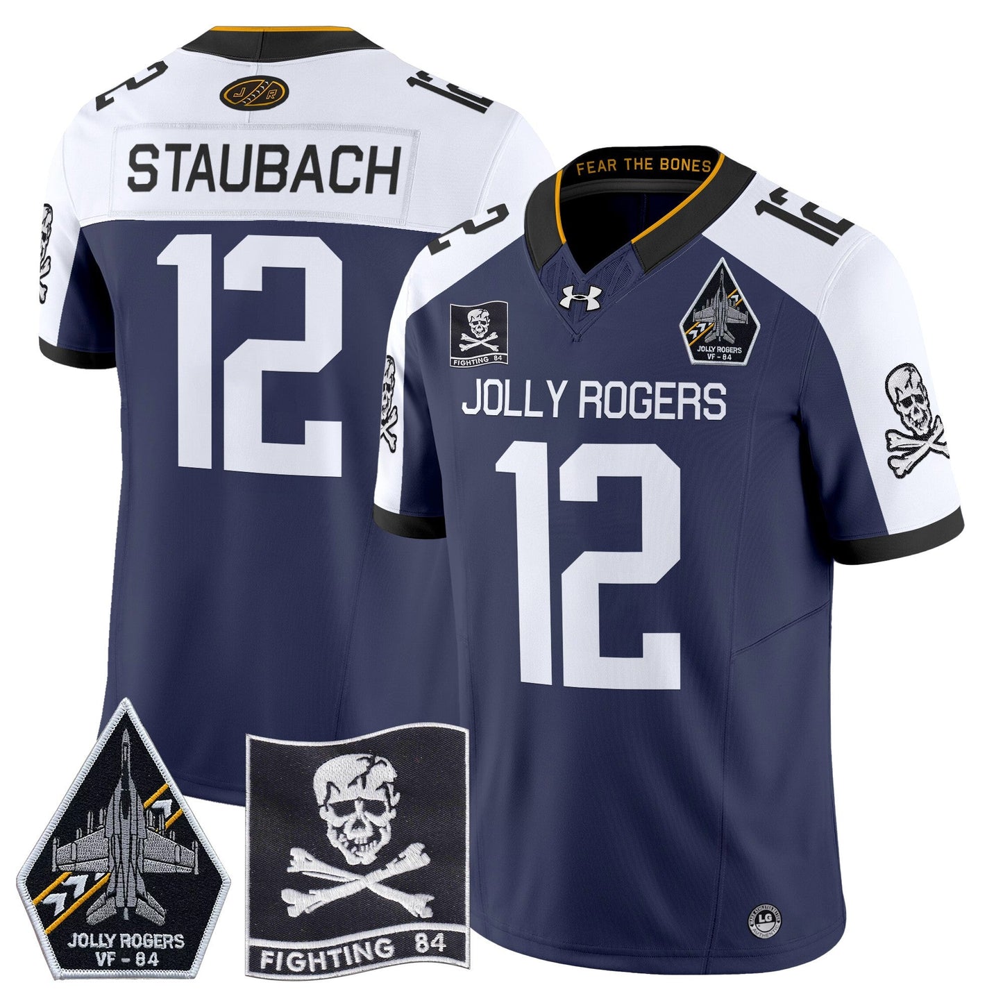 Navy Midshipmen 2024 Jolly Rogers VF-84 Patch Vapor Limited Jersey - All Stitched