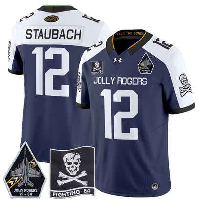 Navy Midshipmen 2024 Jolly Rogers VF-84 Patch Vapor Limited Jersey - All Stitched